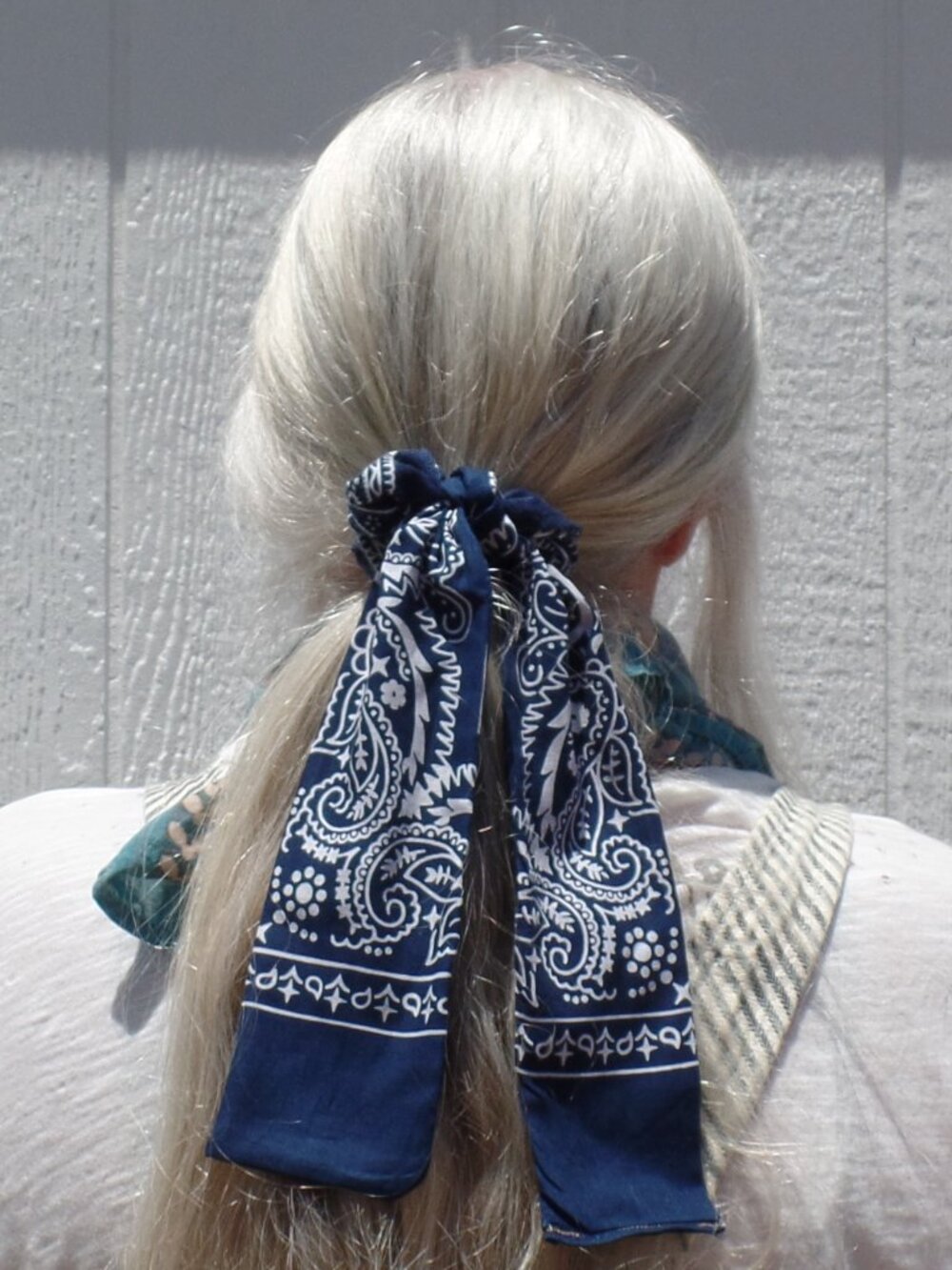 Hand Crafted Bandana Scrunchie Bow Tie NAVY/NAVY